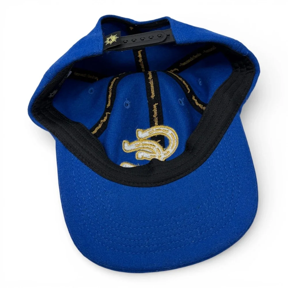 Communal Cowboy Snapback Hat Unisex Blue Wool Lucky Varsity Embroidered Logo Cap
